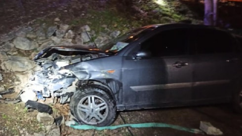 Hamile sürücü aracıyla bahçeye düştü